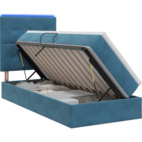 Letto con contenitore LED e materasso Blu Scuro 90 x 200 cm vidaXL (1/5)