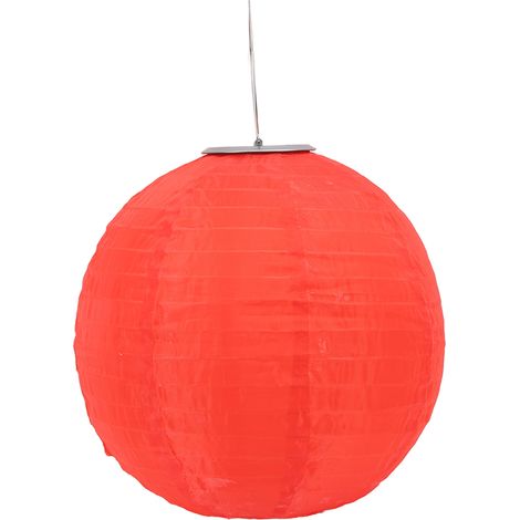 Lanterne solaire LED en tissu, étanche IP55, style chinois, en nylon rouge, idéale pour les fêtes et jardins en extérieur. (1/5)