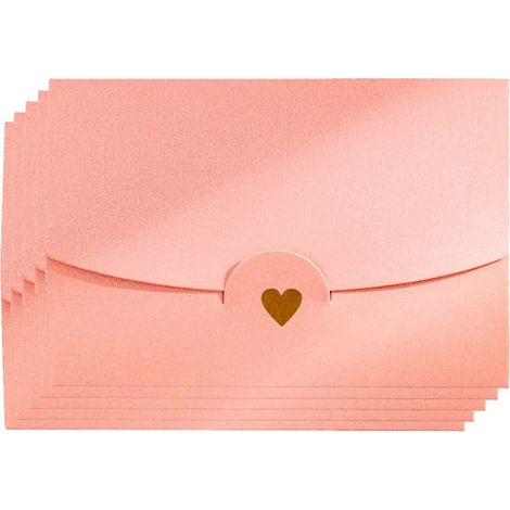 Lot de 50 enveloppes en papier nacré rose avec serrure en forme de cœur pour invitations, cartes postales, mariage, cartes cadeaux à faire soi-même, Noël, Saint-Valentin