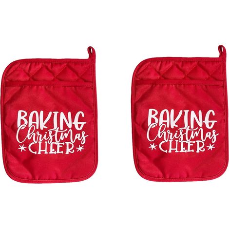 Manique De Cuisine - Gant Isolant Thermique En Coton - Pour Four Et Casserole - Rouge Noël - Lot De 2 (1/5)