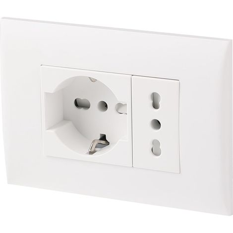 KIT PRESA BIVALENTE-ITALIANA/TEDESCA CON SUPPORTO E PLACCA ELECTRALINE Colore bianco - ELECTRALINE (1/3)
