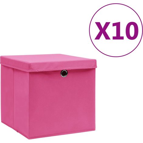 Boîtes de rangement avec couvercles 10 pcs-Coffre de rangement-Stockage Rangement 28x28x28 cm Rose 444070 (1/5)