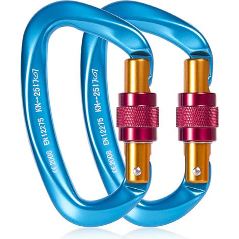 Mousqueton Verrouillage À Vis - Aluminium 7075 - Charge De Rupture 25 KN - Forme D - Pour Escalade Camping Hammock Animaux - 1 Pièce (1/5)