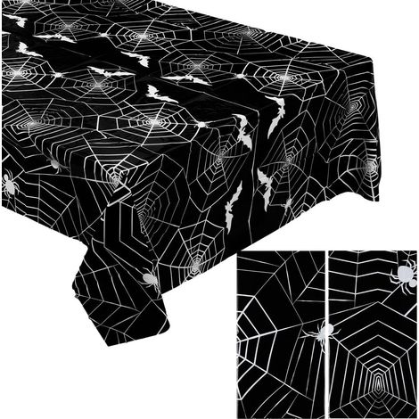 Halloween Tischdecken 2 Stück Spinnennetz 130x220 cm Kunststoff Einweg für Party Deko