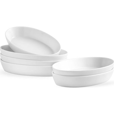 Plat à Four de Cuisson Porcelaine, Lot de 6 Plats à Gratin - Parfait pour Lasagnes, Quiché, Tiramisu et Gratins - Plat à Lasagnes en Céramique - Grand Plat à Gratin -340 ml, 19x11,4x3,5 cm (1/5)