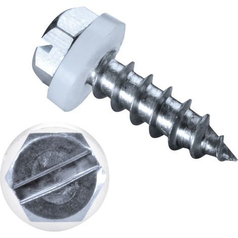 GOEBEL - 500 x Vis à Tôle-Tête Hexagonale 4,2 x 19 mm Acier Zingué - PA (Polyamide) Disque ISO1479 DIN7976 - 2010242190 (1/5)