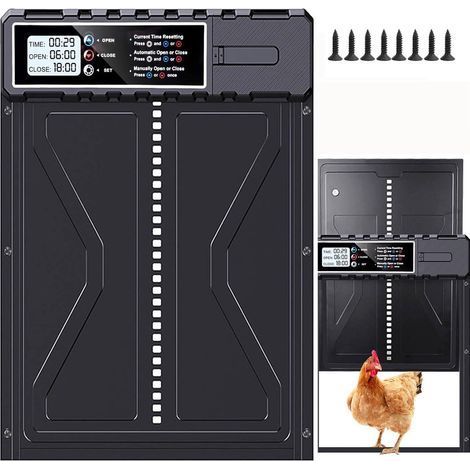 Poulailler Automatique avec minuterie/Protection Intelligente Contre Le pincement. Mode Automatique/Manuel. Porte en Alliage d'aluminium. écran LCD étanche programmable.Résistant à l'eau (1/5)