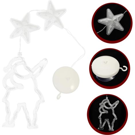 Weihnachtslichterkette mit Saugnäpfen, zur Innenbeleuchtung von Schaufenstern, einfach aufzuhängen, kein Bohren erforderlich, zur Lichtdekoration in Schaufenstern, Weihnachtsmann