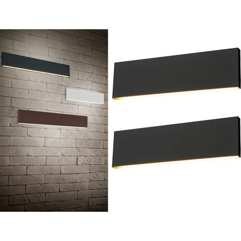 2er Set Flache LED Wandleuchten Up & Down Anthrazit 3 Stufen Dimmer, Breite 28cm (1/5)