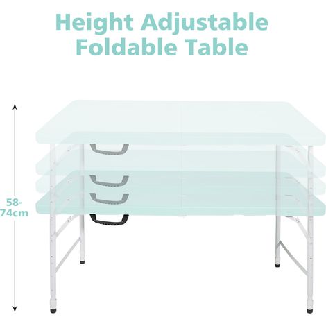 Table pliante réglable 125x61x74 cm en fer et plastique bleu – MEUBLIV (1/5)