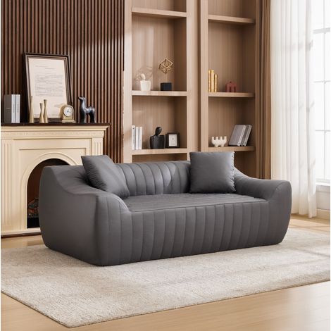 Sofa Grau aus Tech-Stoff mit Polsterung und vertikaler Steppung (1/5)