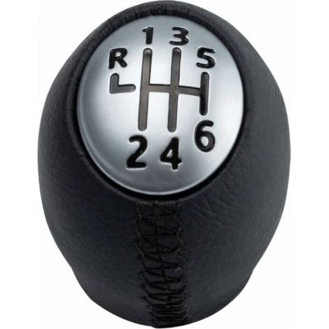 Pommeau de levier de vitesses 6 vitesses – Compatible Renault, Nissan, Opel – PVC noir et argent – Design ergonomique pour confort (1/5)