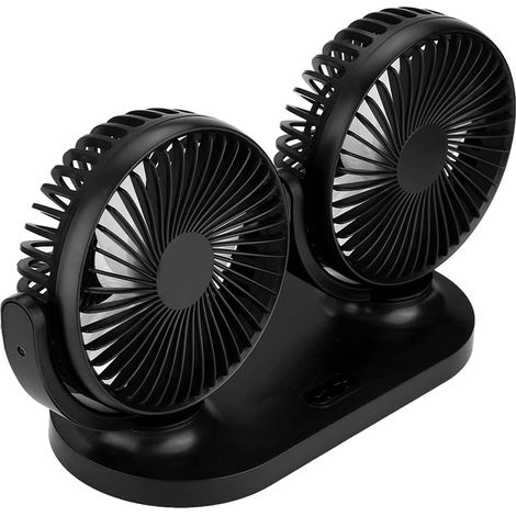 Akozon Ventilateur de Voiture à Double Tête Usb 12V Noir (1/5)