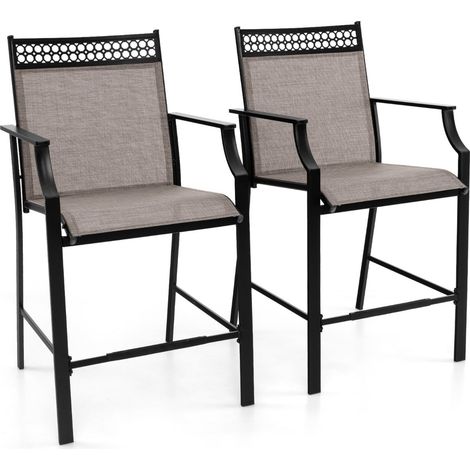 Set mit 2 Outdoor-Barhockern, schnelltrocknender Stoff, 63 cm