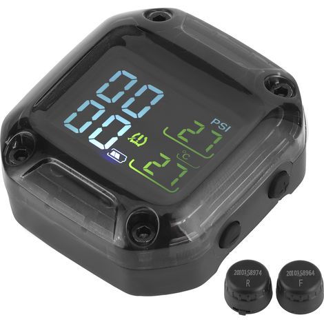 Système de surveillance de la pression des pneus (TPMS) sans fil pour motos, en temps réel et haute précision, avec 2 capteurs. (1/5)