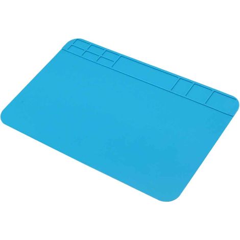 Tapis isolant bleu en silicone résistant aux hautes températures pour établi de réparation d'ordinateurs et de téléphones portables, outil pour fer à souder électrique (1/5)