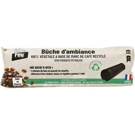 Buche zum Heizen mit Kaffeesatz für zwei Stunden.