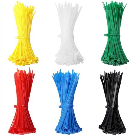 APEX Lot de 600 colliers de serrage en nylon (6 couleurs) — Réglables et codés par couleur pour une identification facile — Usage polyvalentn des Gérer les Différents Câbles, 6 Couleur 600 Pièces (1/5)