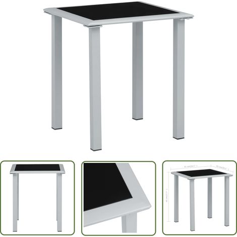 The Living Store Gartentisch Schwarz und Silbern 41x41x45 cm Stahl und Glas - Gartentisch - Esstisch - Outdoor Möbel - Balkonmöbel - Terrassenmöbel (1/4)
