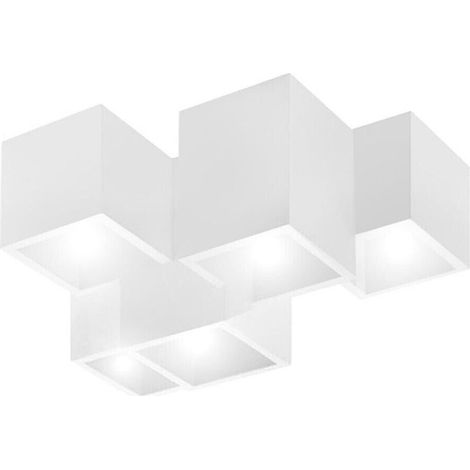 Lampadario Da Soffitto Cubo In Gesso Verniciabile Supporto Faretto Gu10 X 5 (1/4)