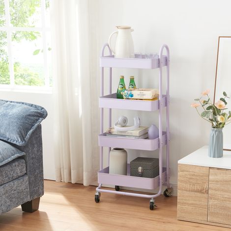 Carro de servicio Pyhäntä con 4 cestas acero 104x46x35 cm - Púrpura [en.casa]