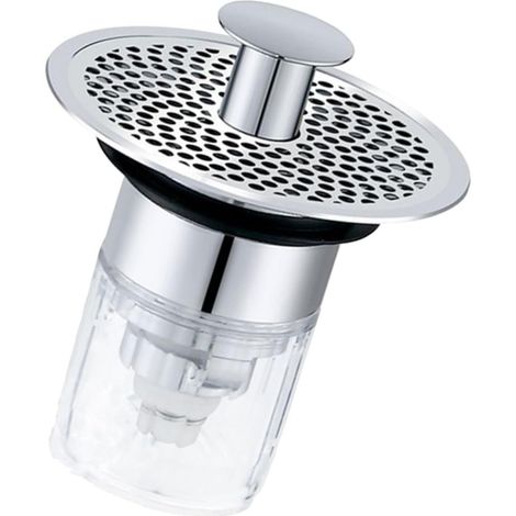 Filtre de vidange - inox/ABS - bouton-poussoir - pour lavabo (1/5)