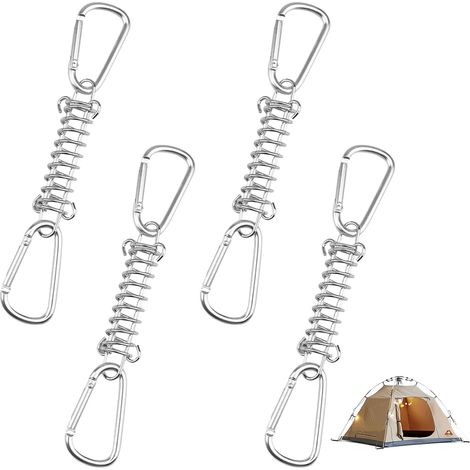 Lot De 4 Fixations pour Voile D'Ombrage,Boucle Ressort Tension Fixation Store,Ressorts De Traction avec Crochets,Ressorts De Traction en Acier Inoxydable,Convient pour Les Tentes Camping en Plein Air (1/5)