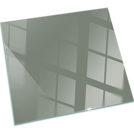 Plaque en verre trempé décorative de protection de sol sous cheminée Couleur Olive Carrée 60x60 cm (1/5)