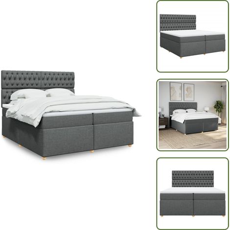 Sommier à lattes de lit avec matelas Gris foncé 200x200cm Tissu - Sommier À Lattes De Lit - Sommiers À Lattes De Lit - Lit - Meuble De Chambre À Coucher (1/5)
