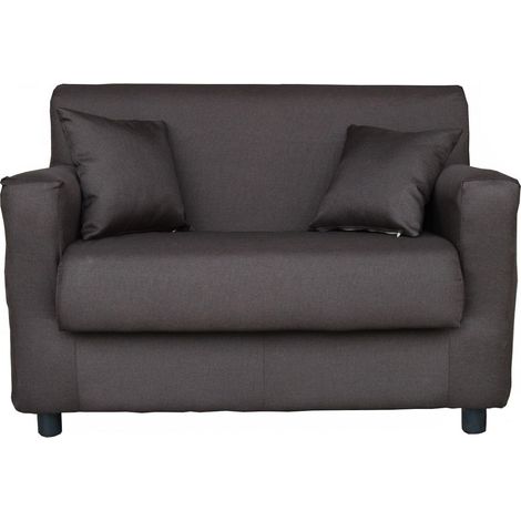 Divano 2 posti Marrone Scuro- tessuto sfoderabile 124 cm BOLOGNA (1/3)