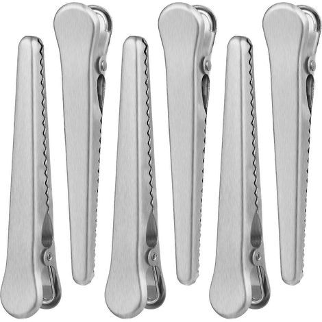 Set mit 6 Edelstahl-Beutelclips für Lebensmittelaufbewahrung, Küchen- und Haushaltsutensilien – 11,50 x 2,00 x 1,70 cm – Silber (1/4)