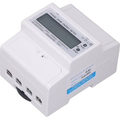 Einphasen-Digitalstromzähler 4P DIN-Schiene, Voltmeter Amperemeter LCD 35mm, Leistung 15(60)A DC220V, Energiezähler mit Digitalanzeige für Schalttafeln. (1/5)