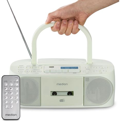 Plus Boombox (Radio Portable Dab+ et FM, Bluetooth, Lecteur CD, MP3, Cassette, Prise Casque, stéréo, AUX, sur Secteur & Piles) Vert (1/5)
