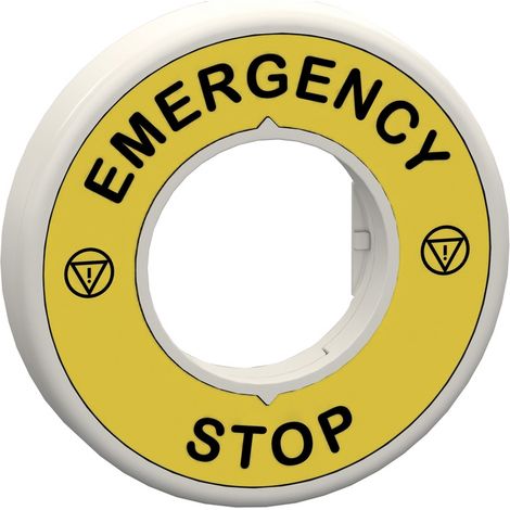 Schneider Electric ZBY9W3B330 ZBY9W3B330 Schildträger  (Ø) 60 mm EMERGENCY STOP Gelb, Grau 1 St.