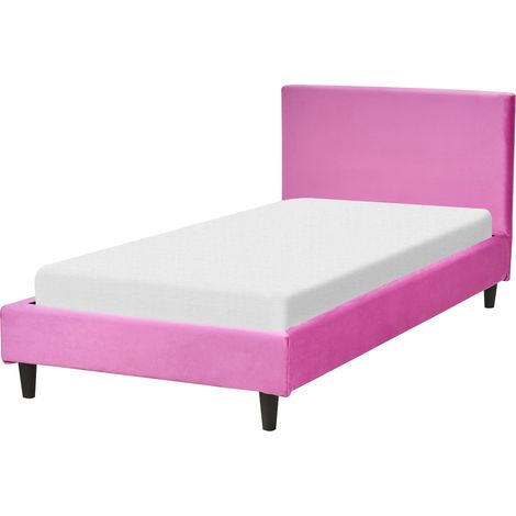 Letto singolo in Velluto fucsia con rete a doghe 90 x 200 cm Fitou