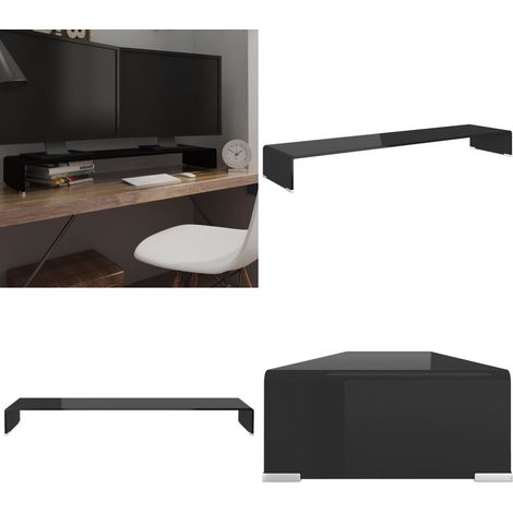 Mobile/Rialzo Porta TV in Vetro Nero 120x30x13 cm - Rialzo TV - Mobile TV
