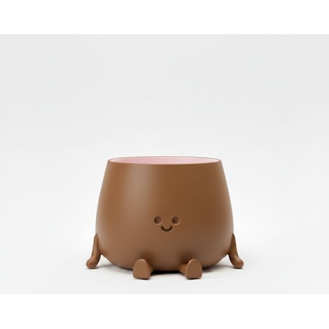 Maceta decorativa marrón con una sonrisa para plantas, diseño moderno. (1/3)