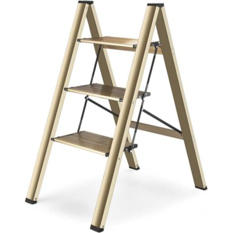 Échelle à 3 marches, tabouret-échelle pliable, marches antidérapantes améliorées plus larges, échelle portable et légère pour la maison et la cuisine, supporte jusqu'à 150 kg.