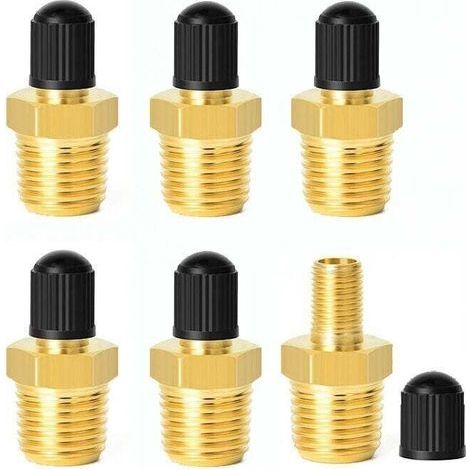 Set di 6 valvole per serbatoi da 1/4" NPT, valvole in ottone resistenti alla corrosione con filettatura maschio da 1/4", per l'utilizzo con serbatoi di compressori d'aria. (1/4)