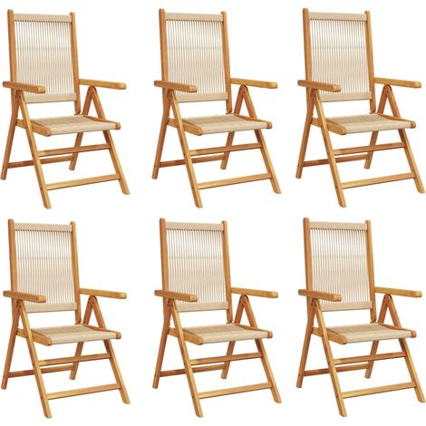 Maison Exclusive - Gartenstuhl Verstellbar 6 Stk. Beige Massivhol