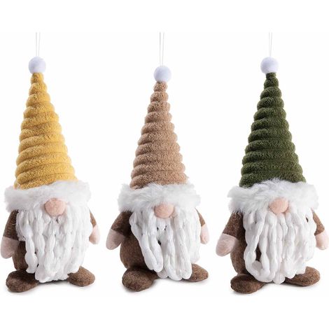 Babbo Natale / gnometto decorativo in panno con cappello colorato e tag Buon Natale, set da 15 pezzi, cm9,5x8,5x20H (capp.esteso)