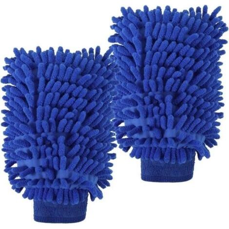 2 gants de toilette à poils longs pour voiture,En microfibre extrêmement douce et absorbante,Élimine facilement la saleté tenace-Karteo (1/4)