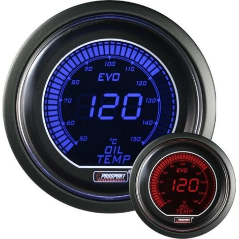 Manometre de Temperature Huile ProSport Digital - Bleu Rouge