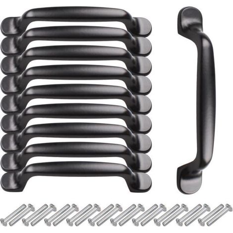 10PCS Poignée de Placard Meubles 128mm avec vis pour Armoire Tiroir Chambre Cuisine Tirette Porte Noire