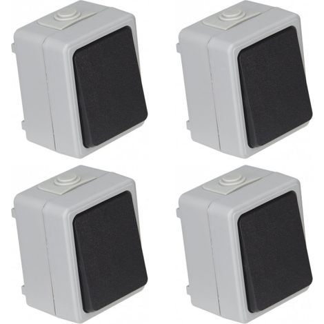 4er Set Feuchtraum Schalter Serie TAFF Wechselschalter Aufputz IP44 250V grau (1/4)