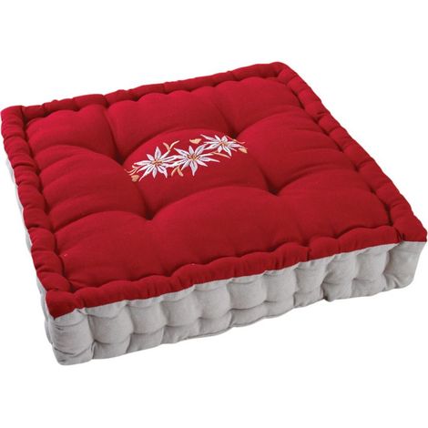 Cojín edelweiss de algodón y lino 40x40cm Rojo - Aubry Gaspard
