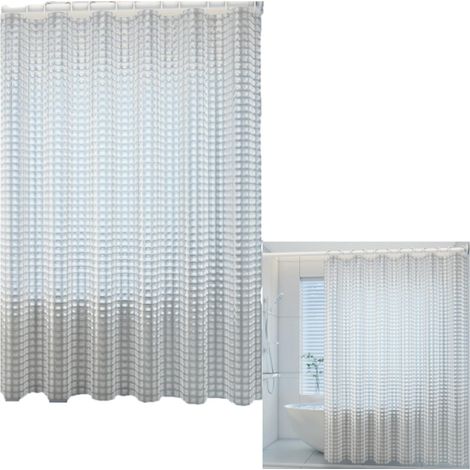 Rideau de douche en EVA, imperméable, anti-moisissure, lavable, semi-transparent, motif diamant, 180 × 200 cm (1/5)