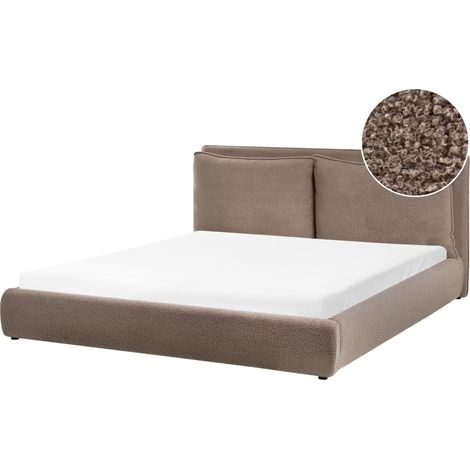 Bett mit Lattenrost Bouclé BAJONNA 180 x 200 cm Braun