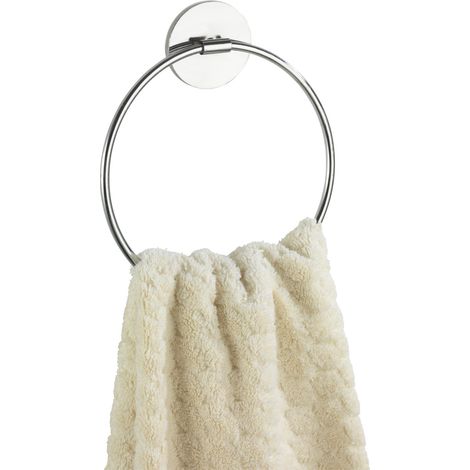 WENKO Turbo-Loc® Wand Handtuchring, Befestigen ohne bohren, Silber glänzend, Stahl chrom (1/5)