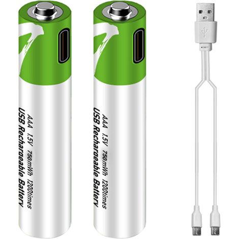 Pile AAA Lithium Rechargeable Port Type-C 1,5V 750mWh Haute Capacité Tension Constante Charge Rapide Écologique Pile Réutilisable pour Serrure à Code